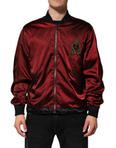 Dolce & Gabbana Maroon Nylon DG Crown Embroidery Jacket